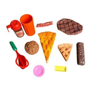 Lot of Vintage MK Kids Play Food Set Pizza Steak Pie Cookie Burger